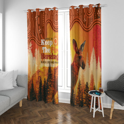 Australian Kangaroo Forests NAIDOC 2024 Window Curtain Aboriginal Art Style