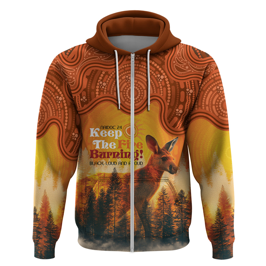 Australian Kangaroo Forests NAIDOC 2024 Zip Hoodie Aboriginal Art Style