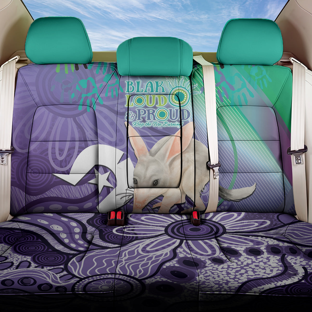 Vivid Bilby NAIDOC 2024 Back Car Seat Cover Macrotis Aboriginal Art Style