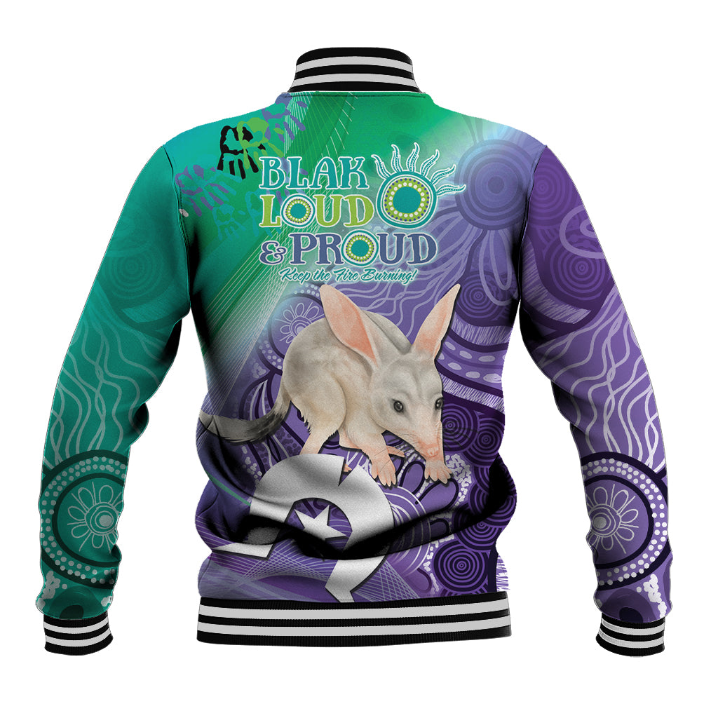 Vivid Bilby NAIDOC 2024 Baseball Jacket Macrotis Aboriginal Art Style