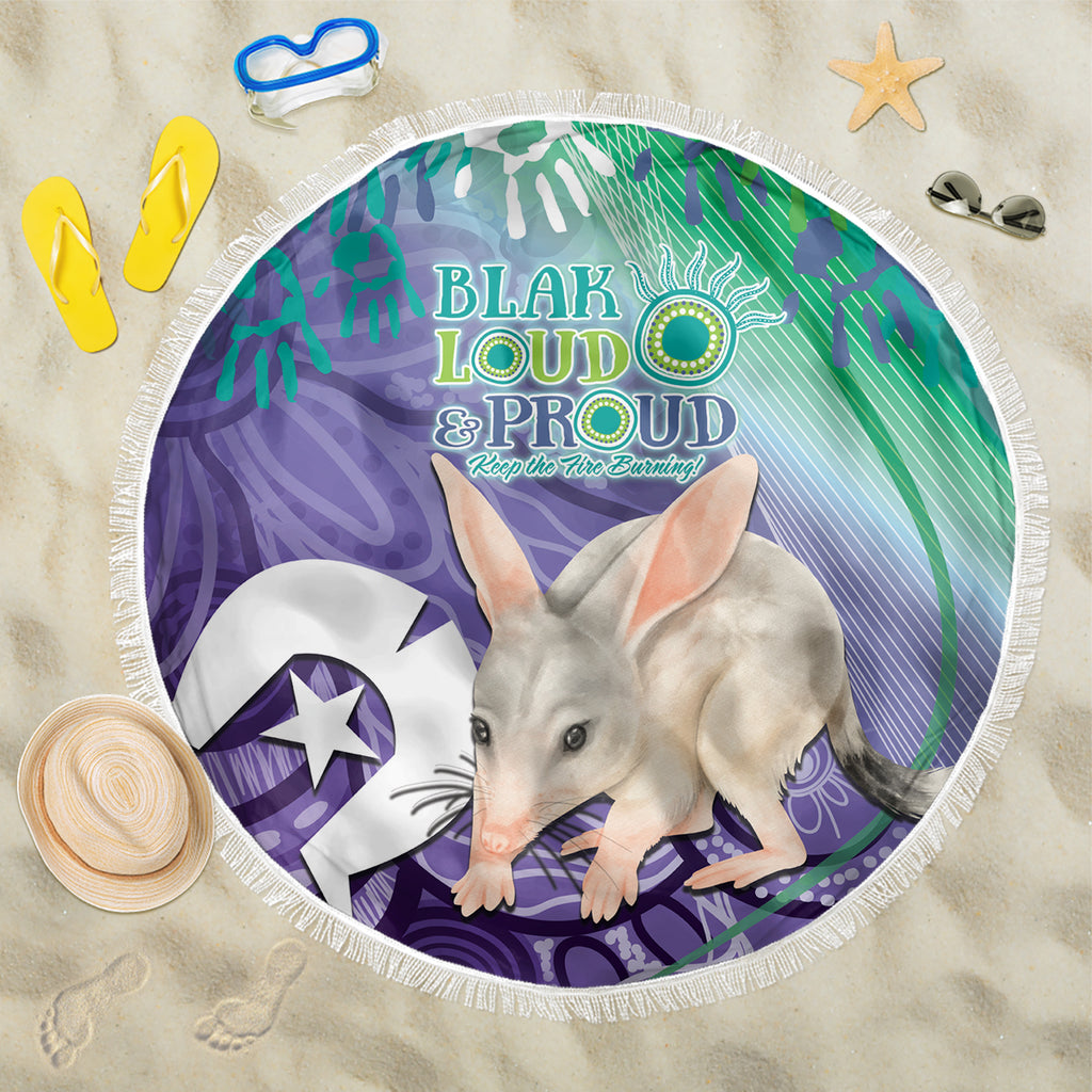 Vivid Bilby NAIDOC 2024 Beach Blanket Macrotis Aboriginal Art Style