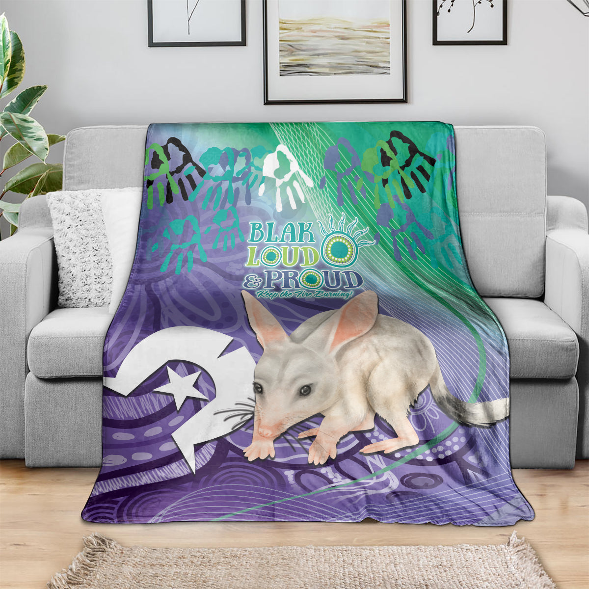 Vivid Bilby NAIDOC 2024 Blanket Macrotis Aboriginal Art Style