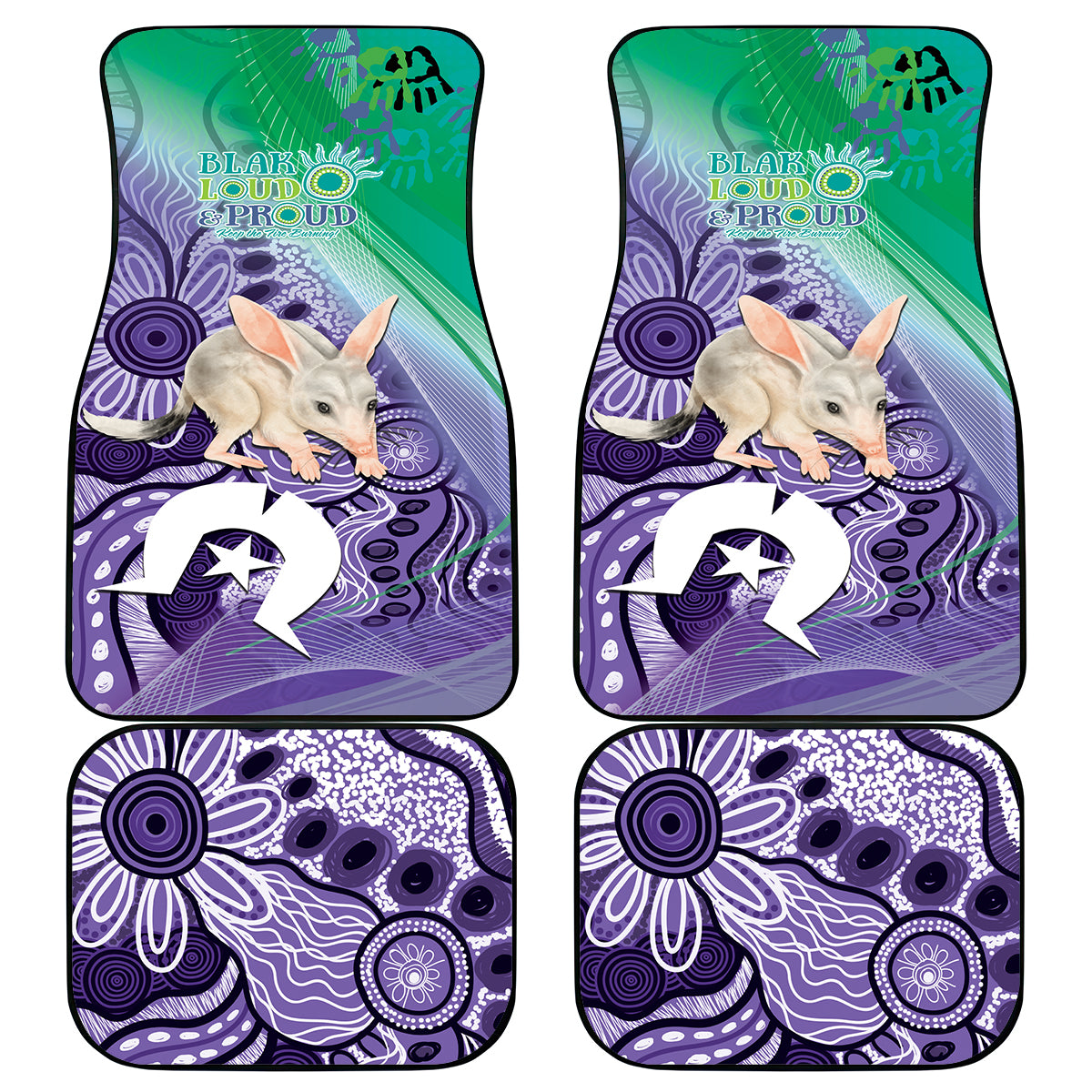 Vivid Bilby NAIDOC 2024 Car Mats Macrotis Aboriginal Art Style
