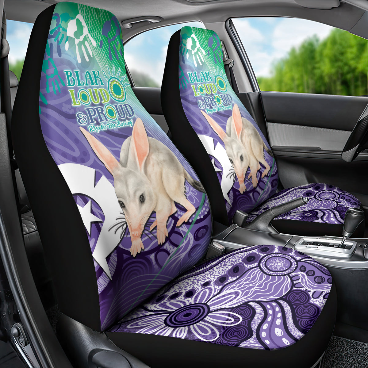 Vivid Bilby NAIDOC 2024 Car Seat Cover Macrotis Aboriginal Art Style