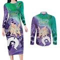 Vivid Bilby NAIDOC 2024 Couples Matching Long Sleeve Bodycon Dress and Long Sleeve Button Shirt Macrotis Aboriginal Art Style