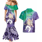 Vivid Bilby NAIDOC 2024 Couples Matching Mermaid Dress and Hawaiian Shirt Macrotis Aboriginal Art Style