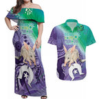 Vivid Bilby NAIDOC 2024 Couples Matching Off Shoulder Maxi Dress and Hawaiian Shirt Macrotis Aboriginal Art Style