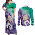 Vivid Bilby NAIDOC 2024 Couples Matching Off Shoulder Maxi Dress and Long Sleeve Button Shirt Macrotis Aboriginal Art Style