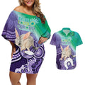 Vivid Bilby NAIDOC 2024 Couples Matching Off Shoulder Short Dress and Hawaiian Shirt Macrotis Aboriginal Art Style