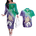 Vivid Bilby NAIDOC 2024 Couples Matching Off The Shoulder Long Sleeve Dress and Hawaiian Shirt Macrotis Aboriginal Art Style