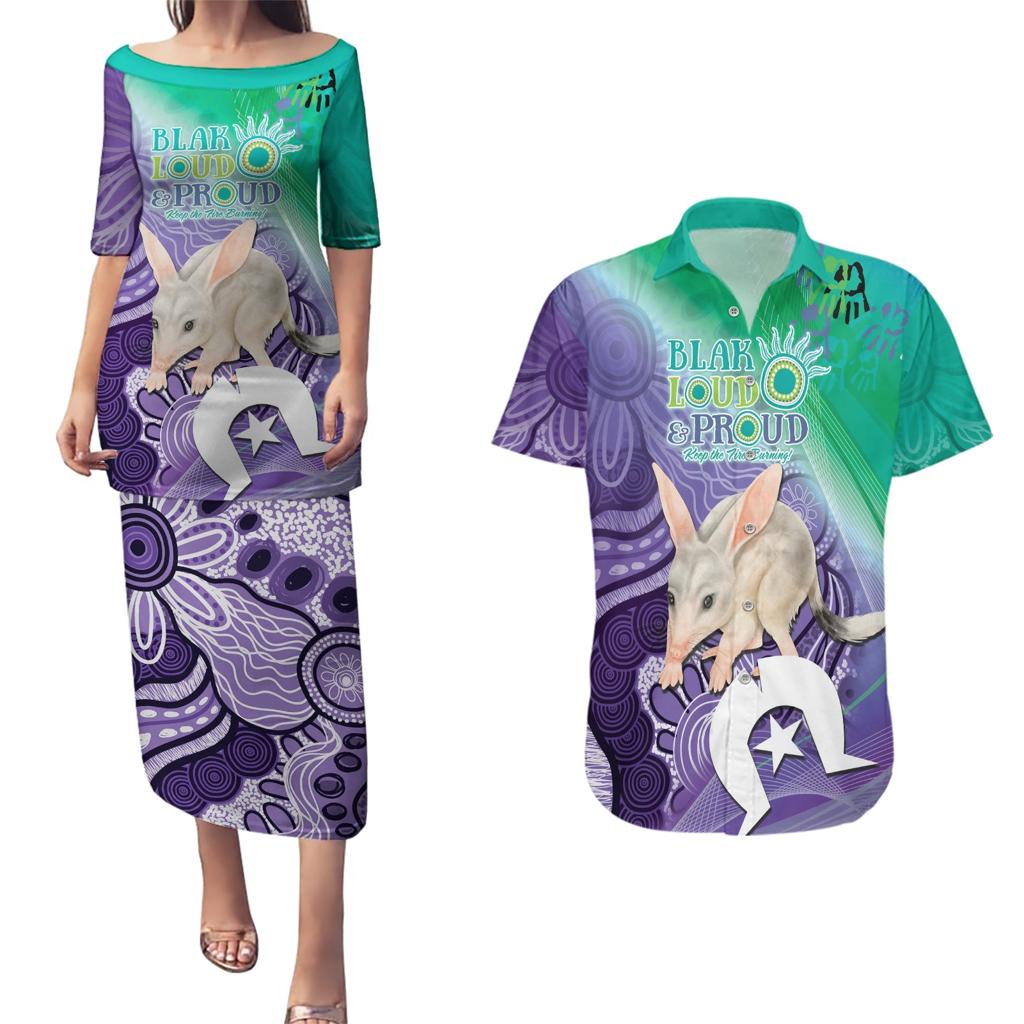 Vivid Bilby NAIDOC 2024 Couples Matching Puletasi and Hawaiian Shirt Macrotis Aboriginal Art Style