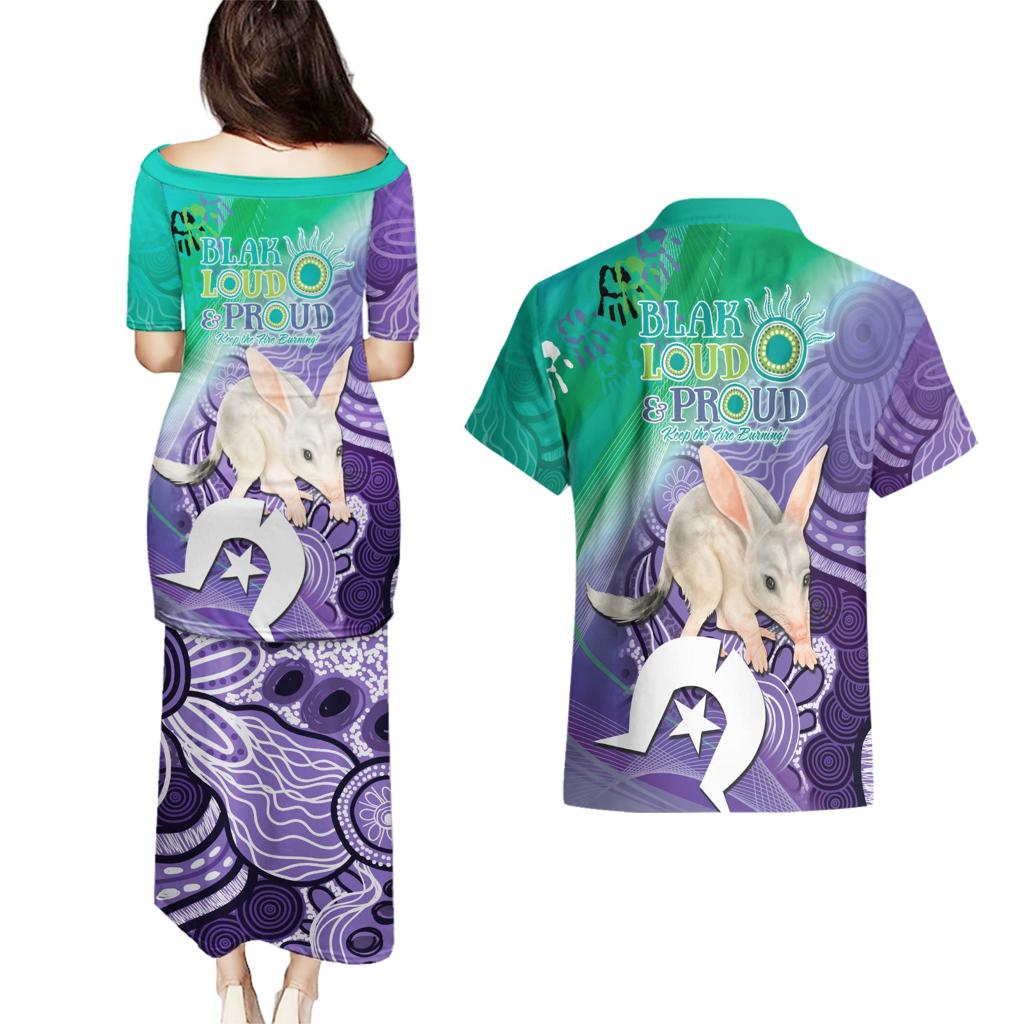 Vivid Bilby NAIDOC 2024 Couples Matching Puletasi and Hawaiian Shirt Macrotis Aboriginal Art Style
