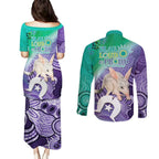 Vivid Bilby NAIDOC 2024 Couples Matching Puletasi and Long Sleeve Button Shirt Macrotis Aboriginal Art Style
