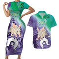 Vivid Bilby NAIDOC 2024 Couples Matching Short Sleeve Bodycon Dress and Hawaiian Shirt Macrotis Aboriginal Art Style