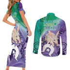 Vivid Bilby NAIDOC 2024 Couples Matching Short Sleeve Bodycon Dress and Long Sleeve Button Shirt Macrotis Aboriginal Art Style