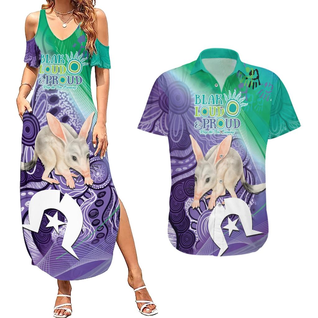 Vivid Bilby NAIDOC 2024 Couples Matching Summer Maxi Dress and Hawaiian Shirt Macrotis Aboriginal Art Style