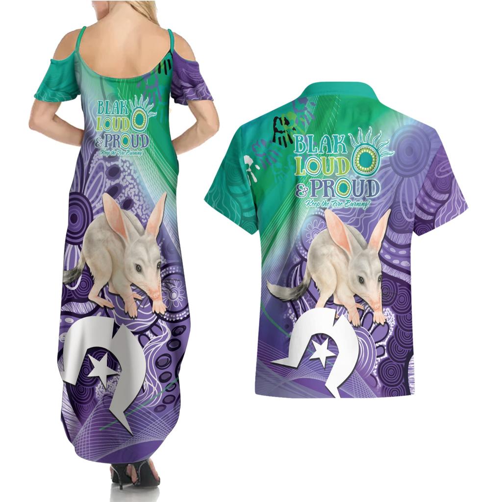 Vivid Bilby NAIDOC 2024 Couples Matching Summer Maxi Dress and Hawaiian Shirt Macrotis Aboriginal Art Style