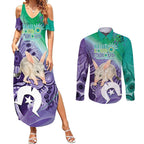 Vivid Bilby NAIDOC 2024 Couples Matching Summer Maxi Dress and Long Sleeve Button Shirt Macrotis Aboriginal Art Style