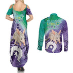 Vivid Bilby NAIDOC 2024 Couples Matching Summer Maxi Dress and Long Sleeve Button Shirt Macrotis Aboriginal Art Style