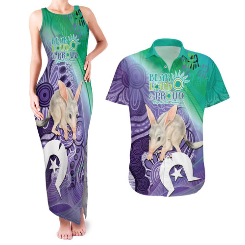 Vivid Bilby NAIDOC 2024 Couples Matching Tank Maxi Dress and Hawaiian Shirt Macrotis Aboriginal Art Style