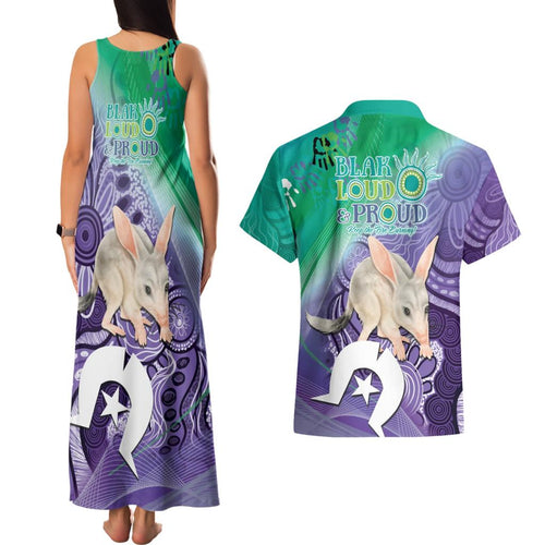 Vivid Bilby NAIDOC 2024 Couples Matching Tank Maxi Dress and Hawaiian Shirt Macrotis Aboriginal Art Style