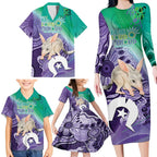 Vivid Bilby NAIDOC 2024 Family Matching Long Sleeve Bodycon Dress and Hawaiian Shirt Macrotis Aboriginal Art Style