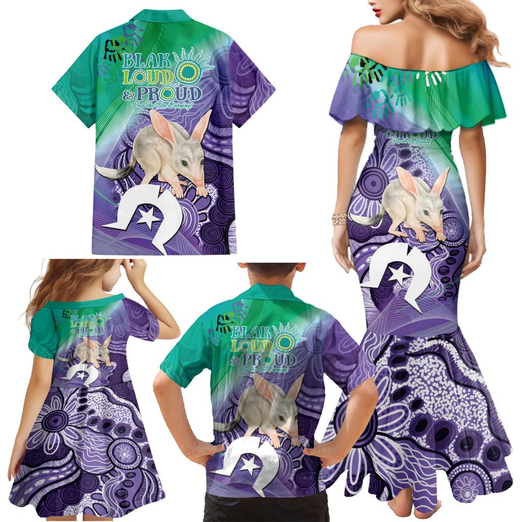 Vivid Bilby NAIDOC 2024 Family Matching Mermaid Dress and Hawaiian Shirt Macrotis Aboriginal Art Style
