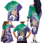 Vivid Bilby NAIDOC 2024 Family Matching Off The Shoulder Long Sleeve Dress and Hawaiian Shirt Macrotis Aboriginal Art Style