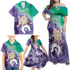 Vivid Bilby NAIDOC 2024 Family Matching Off Shoulder Maxi Dress and Hawaiian Shirt Macrotis Aboriginal Art Style