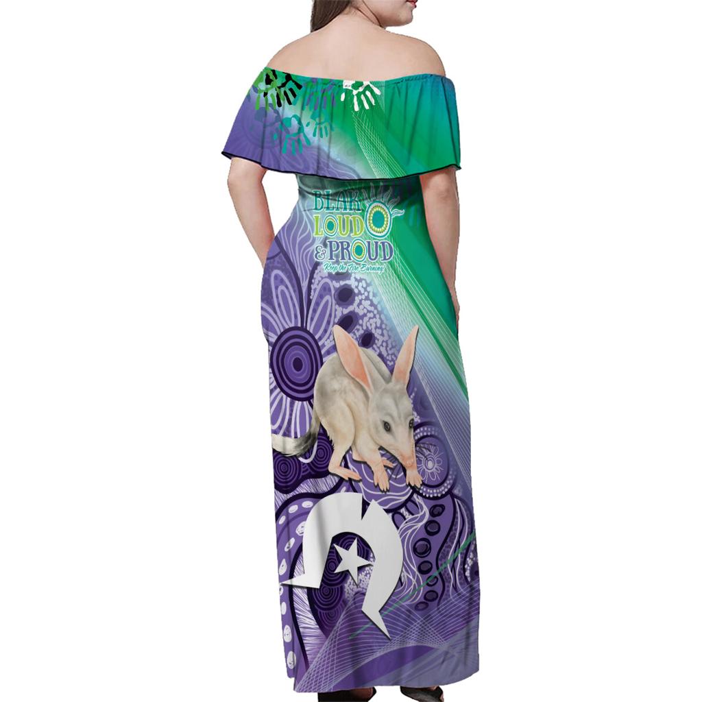 Vivid Bilby NAIDOC 2024 Family Matching Off Shoulder Maxi Dress and Hawaiian Shirt Macrotis Aboriginal Art Style