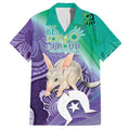 Vivid Bilby NAIDOC 2024 Family Matching Off Shoulder Short Dress and Hawaiian Shirt Macrotis Aboriginal Art Style