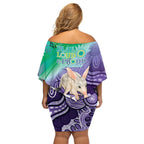 Vivid Bilby NAIDOC 2024 Family Matching Off Shoulder Short Dress and Hawaiian Shirt Macrotis Aboriginal Art Style