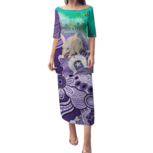 Vivid Bilby NAIDOC 2024 Family Matching Puletasi and Hawaiian Shirt Macrotis Aboriginal Art Style