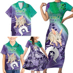 Vivid Bilby NAIDOC 2024 Family Matching Short Sleeve Bodycon Dress and Hawaiian Shirt Macrotis Aboriginal Art Style