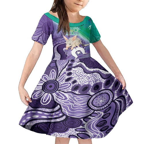 Vivid Bilby NAIDOC 2024 Family Matching Short Sleeve Bodycon Dress and Hawaiian Shirt Macrotis Aboriginal Art Style