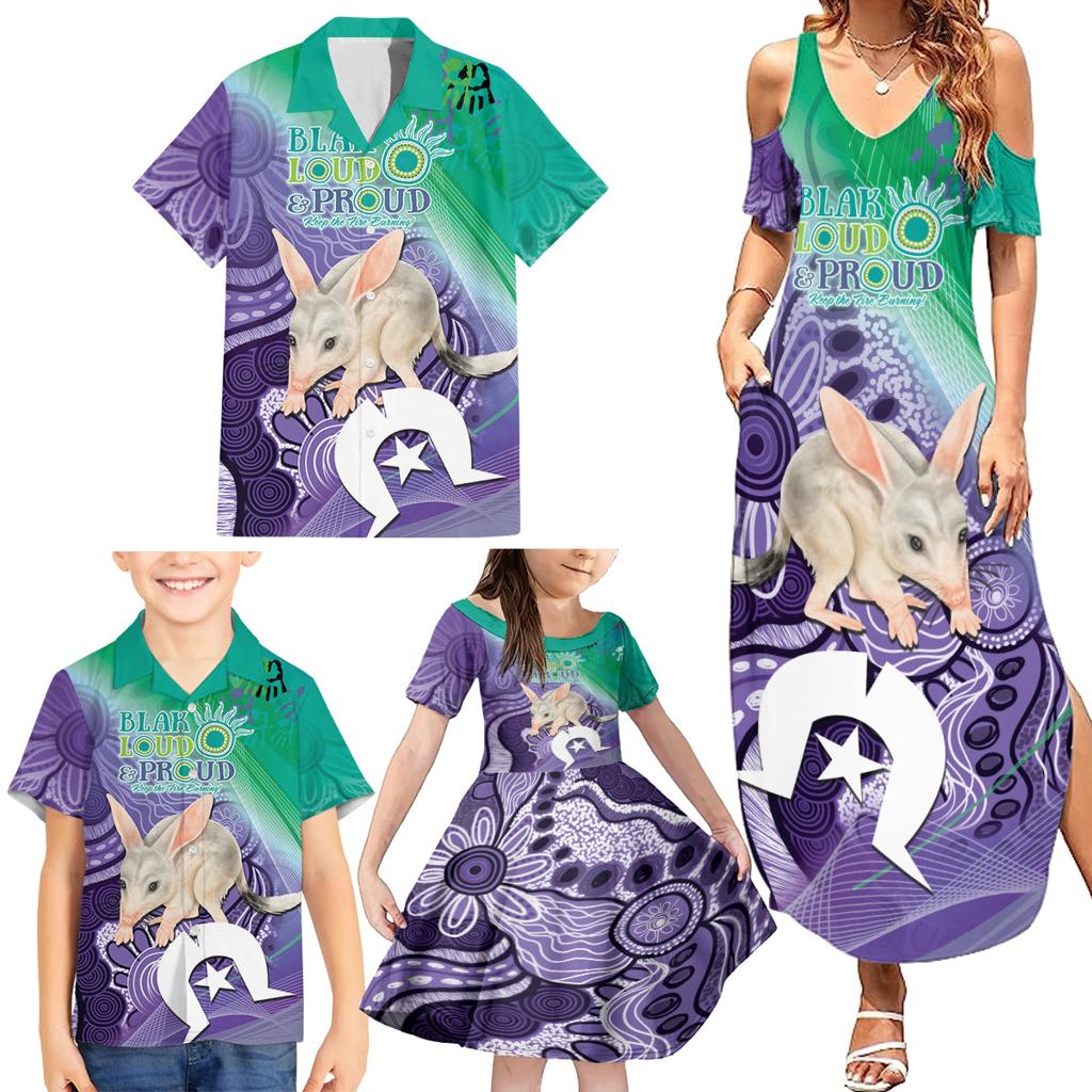 Vivid Bilby NAIDOC 2024 Family Matching Summer Maxi Dress and Hawaiian Shirt Macrotis Aboriginal Art Style