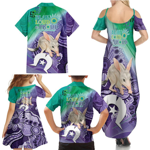 Vivid Bilby NAIDOC 2024 Family Matching Summer Maxi Dress and Hawaiian Shirt Macrotis Aboriginal Art Style
