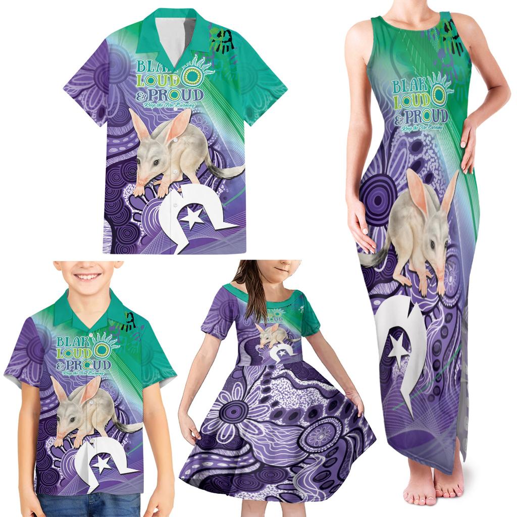 Vivid Bilby NAIDOC 2024 Family Matching Tank Maxi Dress and Hawaiian Shirt Macrotis Aboriginal Art Style