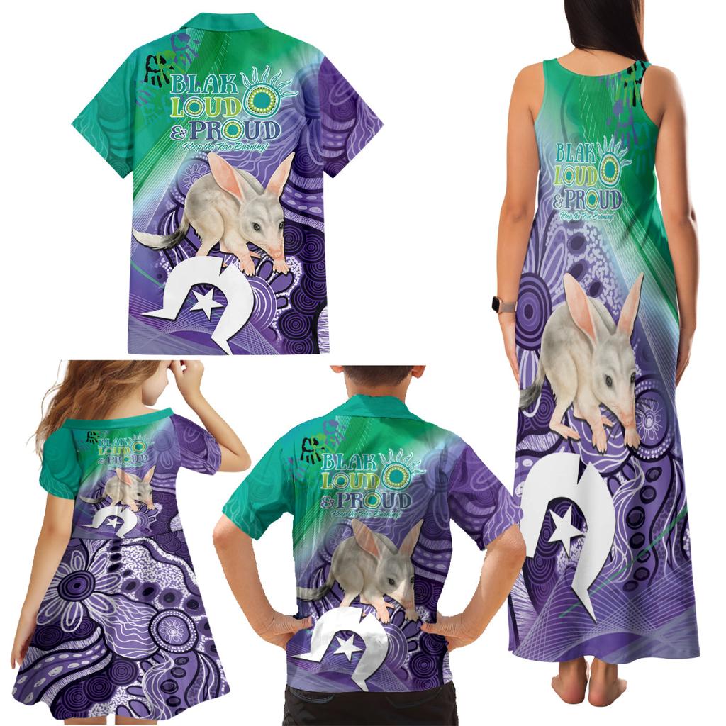 Vivid Bilby NAIDOC 2024 Family Matching Tank Maxi Dress and Hawaiian Shirt Macrotis Aboriginal Art Style