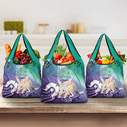 Vivid Bilby NAIDOC 2024 Grocery Bag Macrotis Aboriginal Art Style
