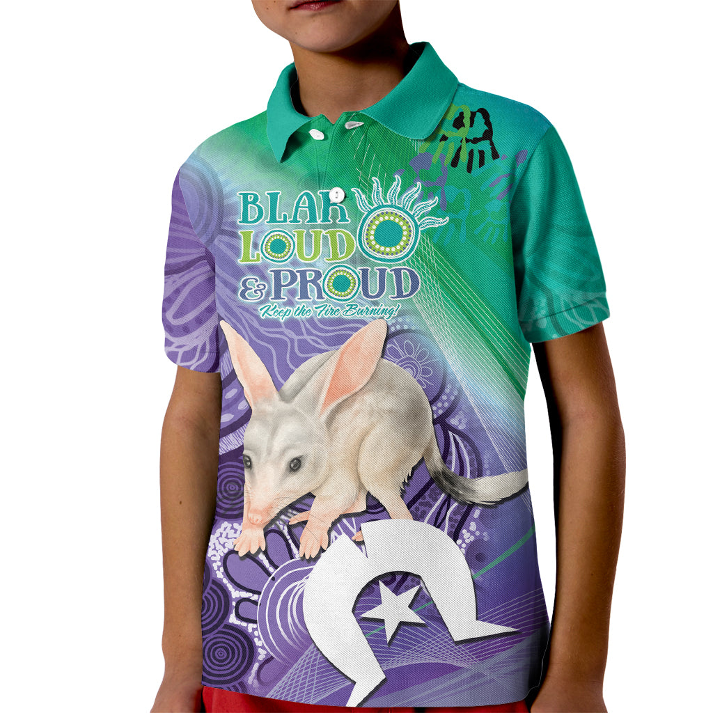 Vivid Bilby NAIDOC 2024 Kid Polo Shirt Macrotis Aboriginal Art Style