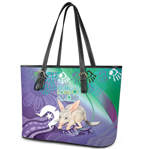 Vivid Bilby NAIDOC 2024 Leather Tote Bag Macrotis Aboriginal Art Style