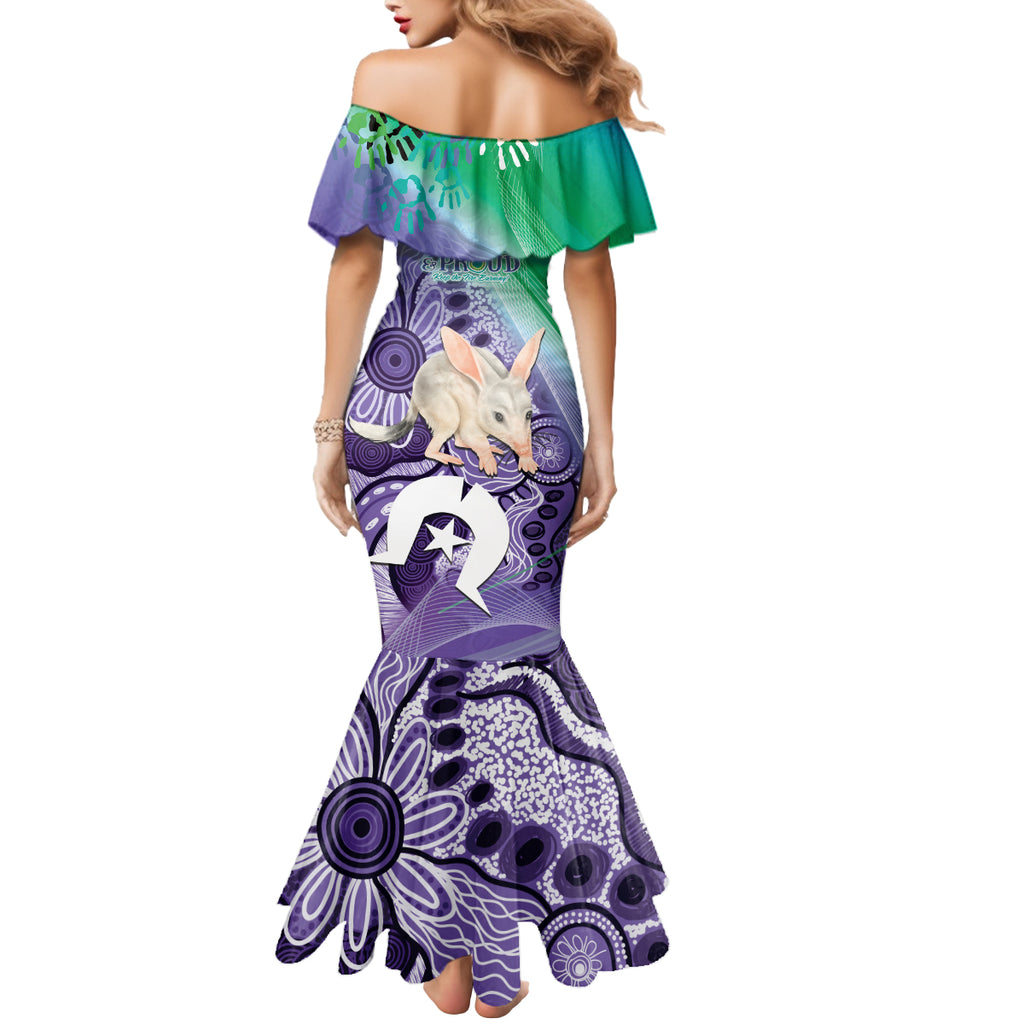 Vivid Bilby NAIDOC 2024 Mermaid Dress Macrotis Aboriginal Art Style
