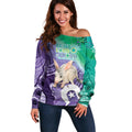 Vivid Bilby NAIDOC 2024 Off Shoulder Sweater Macrotis Aboriginal Art Style