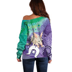 Vivid Bilby NAIDOC 2024 Off Shoulder Sweater Macrotis Aboriginal Art Style