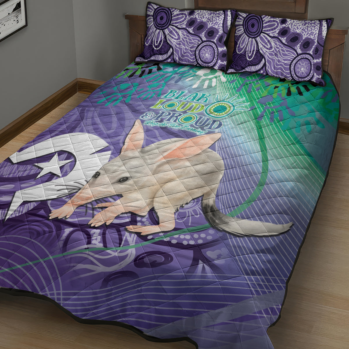 Vivid Bilby NAIDOC 2024 Quilt Bed Set Macrotis Aboriginal Art Style