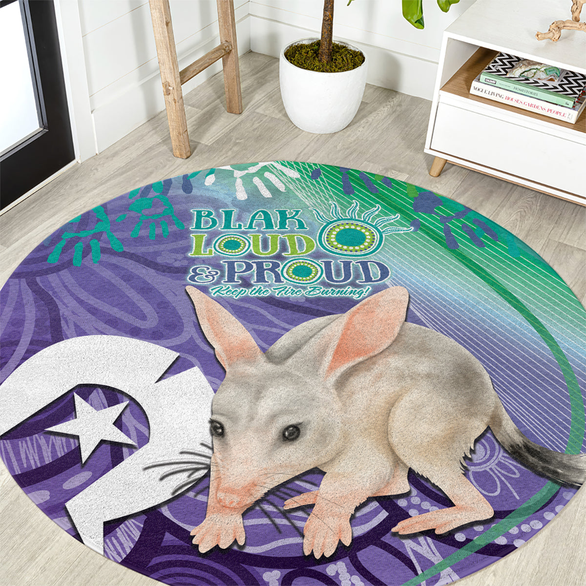 Vivid Bilby NAIDOC 2024 Round Carpet Macrotis Aboriginal Art Style