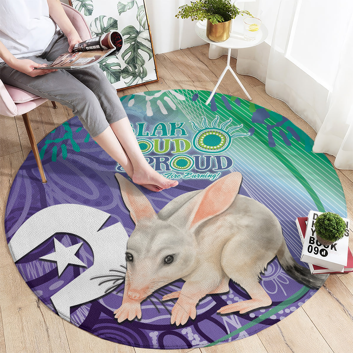 Vivid Bilby NAIDOC 2024 Round Carpet Macrotis Aboriginal Art Style