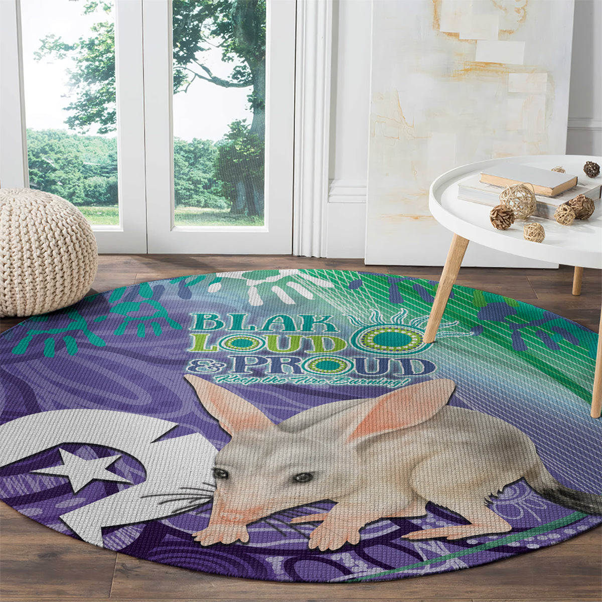 Vivid Bilby NAIDOC 2024 Round Carpet Macrotis Aboriginal Art Style