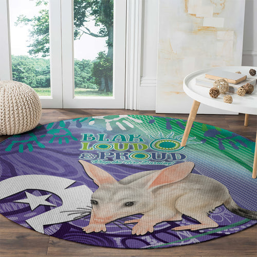 Vivid Bilby NAIDOC 2024 Round Carpet Macrotis Aboriginal Art Style
